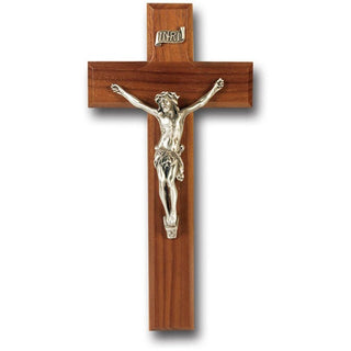 9"Walnut Cross with Fine Pewter Corpus