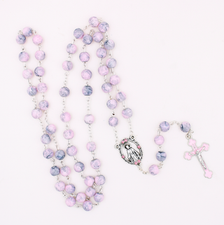 8mm Glass Rosary with Pink Beads