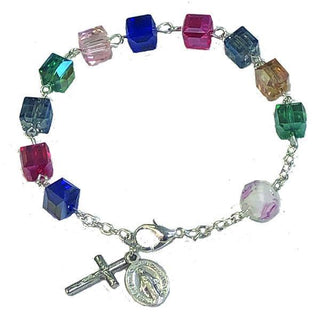 Multicolor cube shaped Bracelet with Lobster Claw Clasp 4-pack
