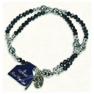 Black and Hematite Double Strand Stretch Bracelet 4-pack