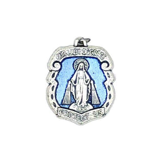 Silver-tone Miraculous Medal with Blue Enamel 25-pack