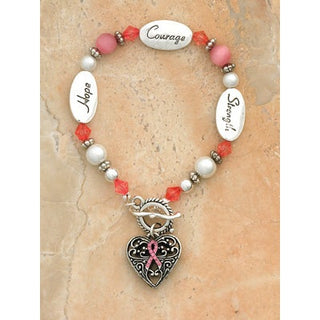Bracelet- Breast Cancer- Hope Strength Courage Boxed