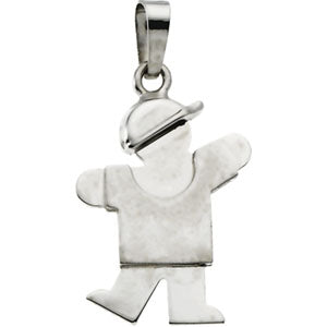 14K White Gold Kids Kiss Boy Pendant at Catholic Shop