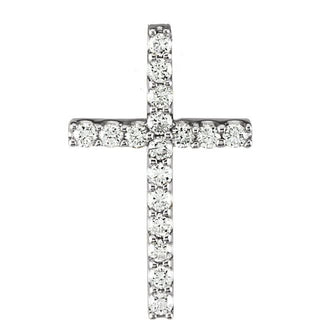 14K White 1/5 CTW Natural Diamond Petite Cross 18" Necklace