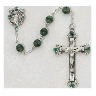 7MM Green Glass Rosary