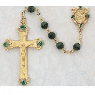 7MM Gold Green Glass Rosary