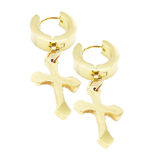 6-pack - Gold-Tone Cross Earrings