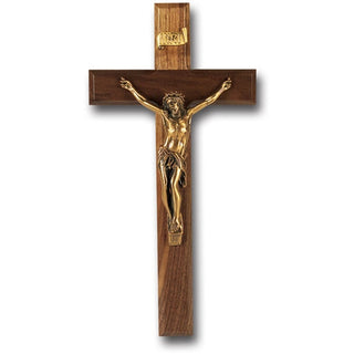 12" Walnut Cross with Museum Gold Corpus