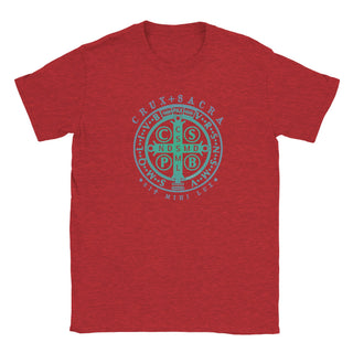 St. Benedict Medal Teal Gradient T-Shirt - view 2