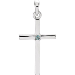 14K White 22.6x11.4 MM Alexandrite Cross Pendant