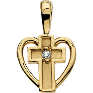 14K Yellow Gold Cross/Heart Pendant