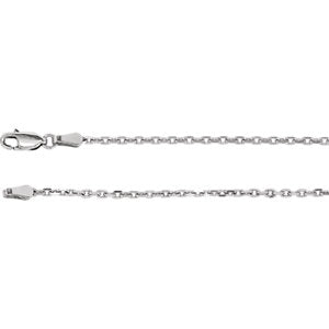 20-inch Diamond Cut Cable Chain with Lobster Clasp - 14K White Gold