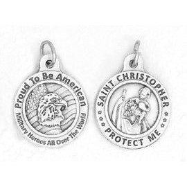 Bulk Saint Christopher/US Military 3/4 inch Medals