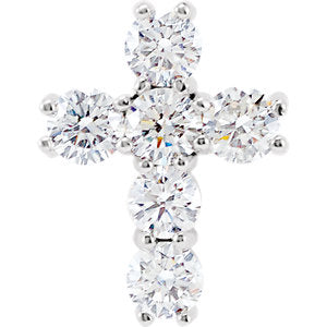 14K White 9/10 CTW Diamond Cross Pendant