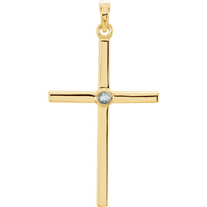 14K Gold Aquamarine Cross 30.6x16.6 MM Pendant