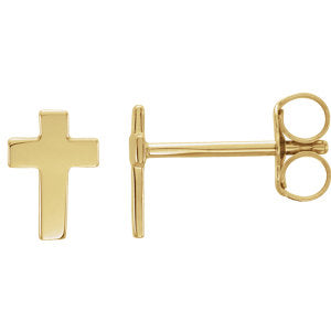 14K Gold 7x5 MM Cross Earrings