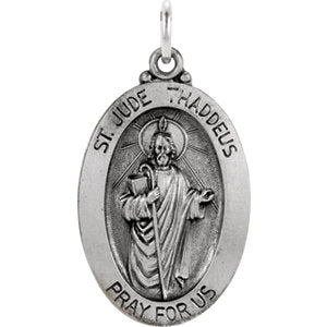 Sterling Silver 25x18 MM Oval St. Jude Thaddeus Medal