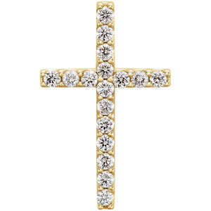 14K Gold 1/4 CTW Petite Diamond Cross Pendant