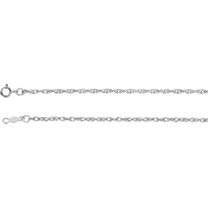 16-inch 1.5MM Rope Chain with Spring Ring - 14K White Gold