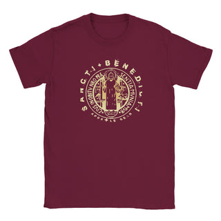 St. Benedict Medal Gold on Black T-Shirt - view 6