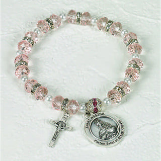 3-pack - Healing Saint Crystal Rosary Bracelet - St Agatha