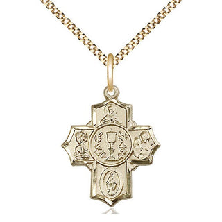 14kt Gold Filled Communion 5-Way Medal Religious Jewelry