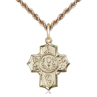 14kt Gold Filled Communion 5-Way Medal Religious Jewelry
