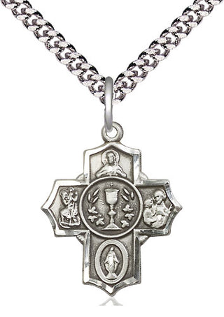 Sterling Silver Communion 5-Way Medal Religious Jewelry