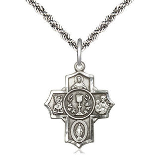 Sterling Silver Communion 5-Way Medal Religious Jewelry