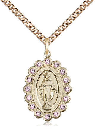 14kt Gold Miraculous Medal with LA Swarovski stones