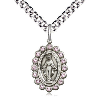 Pewter Miraculous Medal with LA Swarovski stones Religious Jewelry