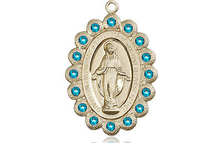 14kt Gold Miraculous Medal with Zircon Swarovski stones