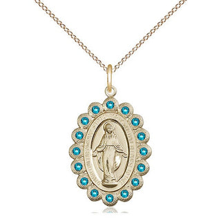 14kt Gold Miraculous Medal with Zircon Swarovski stones