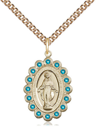 14kt Gold Miraculous Medal with Zircon Swarovski stones