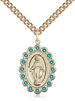 14kt Gold Miraculous Medal with Zircon Swarovski stones