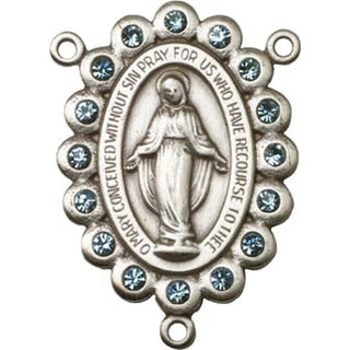 Silver Plate Miraculous Rosary Center Rosary Center