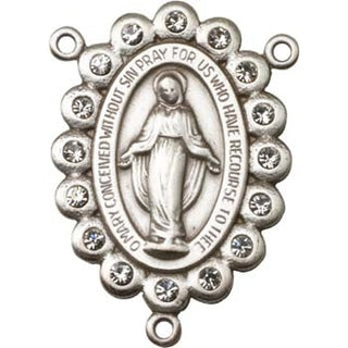 Silver Plate Miraculous Rosary Center Rosary Center