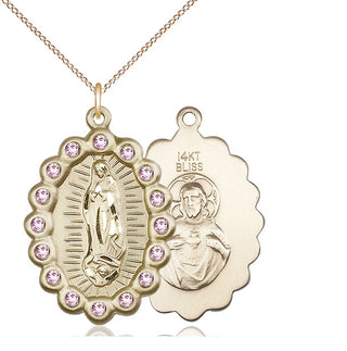 14kt Gold Our Lady of Guadalupe Medal with LA Swarovski stones