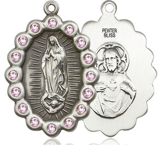 Pewter Our Lady of Guadalupe Medal with LA Swarovski stones