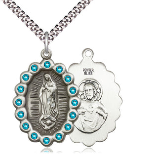 Pewter Our Lady of Guadalupe Medal with Zircon Swarovski stones Catholic Jewelry