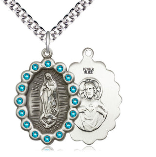 Pewter Our Lady of Guadalupe Medal with Zircon Swarovski stones Catholic Jewelry