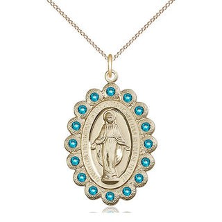 14kt Gold Miraculous Medal with Zircon Swarovski stones