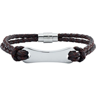 Stainless Steel 3 mm Dark Brown Leather 8 1/2" Bracelet
