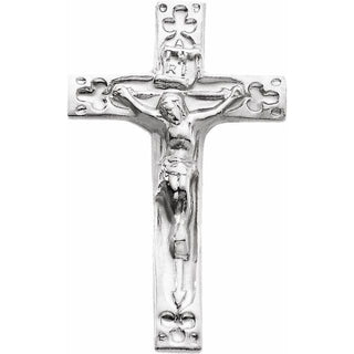14K White Crucifix Lapel Pin