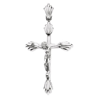 14K White 40x25.7 mm Cross Pendant