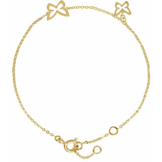 14K Yellow Butterfly Adjustable 6 1/2-7 1/2" Bracelet