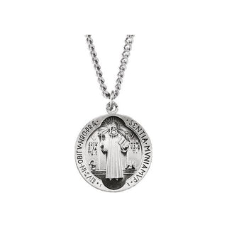 Sterling Silver 18.5 mm Saint Benedict Medal 18" Necklace