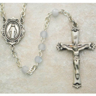 Sterling Silver 3MM Blue Pearl Rosary