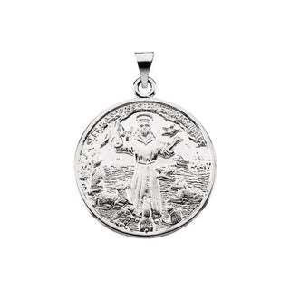 Sterling Silver 25 mm Saint Francis of Assisi Medal
