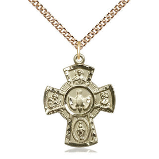 14kt Gold Filled 5-Way Medal Catholic Jewelry